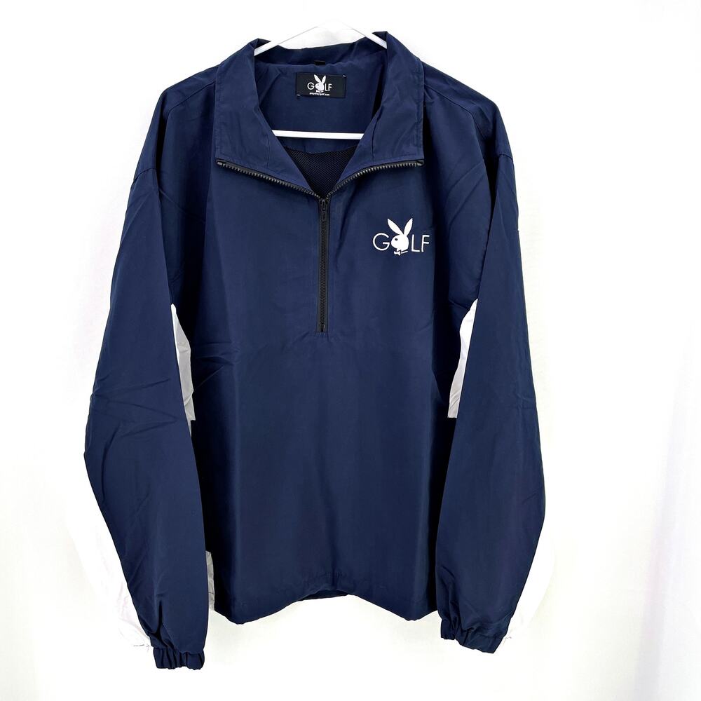 Playboy Golf Navy Wind Jacket Resistant 1/2 Zip Pullover MEDIUM